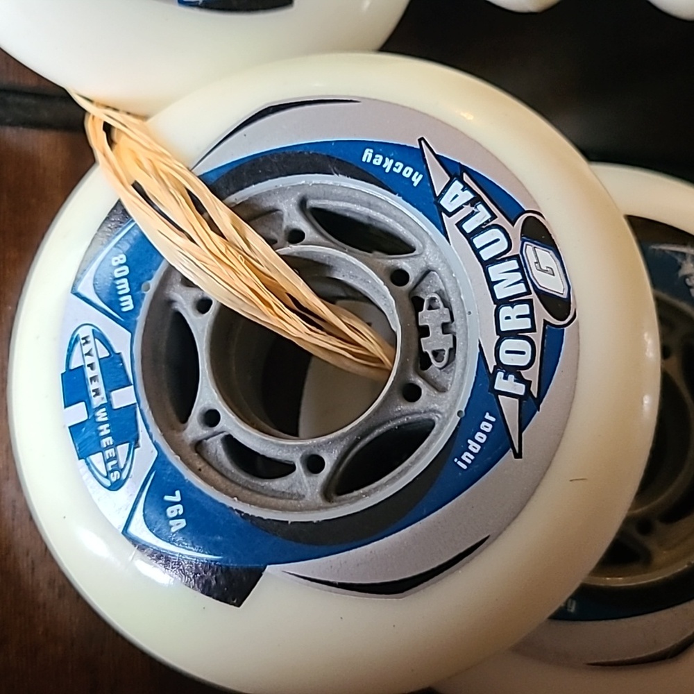 Hyperwheel White and Blue Indoor Hockey Formula G Wheels - Picture 2 of 5